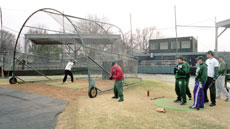 Nathan Hughes, junior economics major, takes his turn during batting practice Feb. 5. The baseball team headed to Dallas to play its first game Feb. 6.
