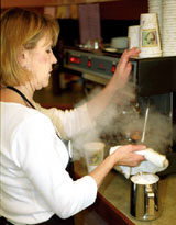 Charlene Gauthier, owner of CharÂ´s Java House, owned a trucking company before deciding to open the coffee house.

