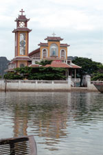 This Catholic church in Northern Vietnam shows the diversity of religions here.
