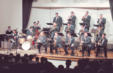 The Southern Jazz Orchestra performs I Let A Song Go Out Of My Heart by Duke Ellington for a full house in Webster Hall Auditorium April 15.
