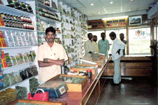 Tea shops are popular in India. This tea shop is outside of Munnar. People who walk in the mountains of Kerala can smell fresh tea, cardamom, cloves and countless other spices.
