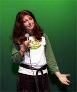 Tammy Pescatelli shows a few of her many faces during a visit to Missouri Southern and hour long routine Oct. 26. Pescatelli found fame after starring on the television show Last Comic Standing.
