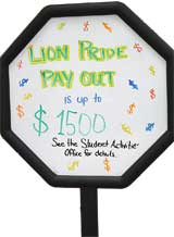 the Lion Pride Pay Out pot has risen to $1,500 since the first and only winner won in the fall.
