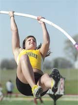 Missouri SouthernÂ´s senior Melissa Turner captures fourth place in the pole vault competition during the Missouri Southern Track and Field Festival on April 2.
