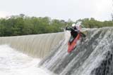 Chelsea Garrison goes over Grand Falls April 21. GarrisonÂ´s boat was caught under the falls.
