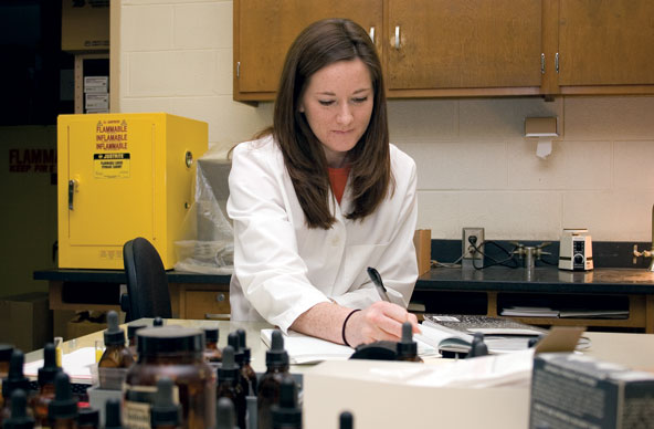 Part-time forensic analyst Ashley Lankford keeps a heavy schedule while working in the crime laboratory.
