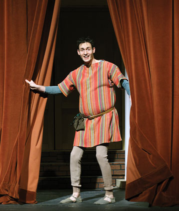 Ben Horine, junior theatre major, plays Pseudolus in A Funny Thing Happened on my way to the Forum.
