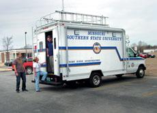 The criminal justice department purchased a mobile crime scene investigation unit for student teaching. A dedication was held March 17.
