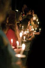 A candlelighting ceremony was held at Take Back the Night in honor of all victims of domestic violence.
