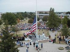 The original Flag of Freedom Plaza dedication ceremony on Sept. 11, 2002.
