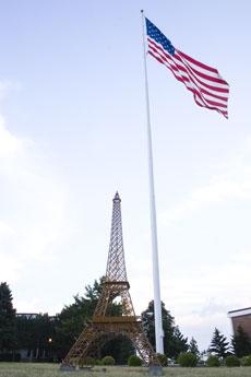 The Eiffel Tower in the Oval was created by Don Shultz and his students at the beginning of the France Semester
