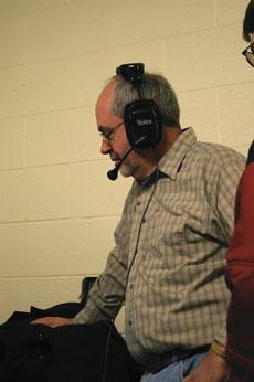Don Ross, chief broadcast engineer tests equiptment.
