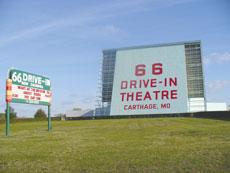 The Route 66 Drive-In is located on the west side of Carthage.

