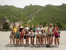 The Missouri Southern volleyball squad poses in front of the Great Wall of China this past summer. Sports is integral in Chinese society.
