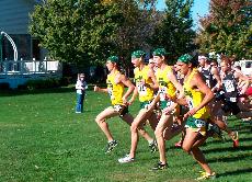 Members of he Missouri Southern mens cross country team explode from the starting line en route to a conference title last weekend
