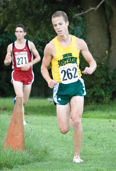 Freshman Shawn Goebel runs in the Arkansas cross country meet on Sept. 5 finishing 21st. Tonight Southern runs in the UCM invite in Warrensburg, Mo.
