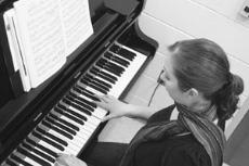 Anna Buckley, senior music performance and German major, practices the piano ritualistically.
