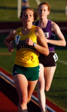 Missouri Southern junior Kimi Shank competes in the 5,000-meter run. Shank won the event with a time of 17
