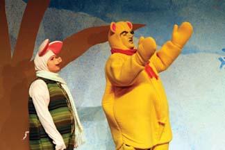 Abby Railsback [left] plays Piglet alongside Hunter Dowell, Pooh, in a rehearsal for A Winnie-the-Pooh Christmas Tail. The show can be seen at 2
