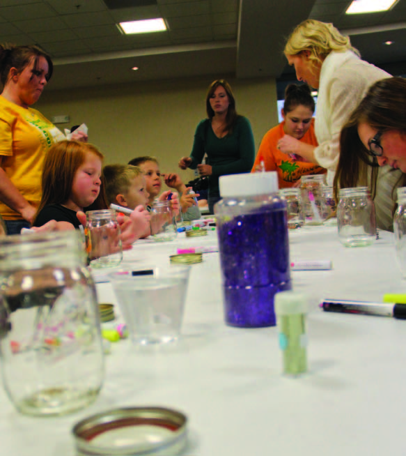 Several Missouri Southern students and faculty brought their children to campus Tuesday for Art Feeds’ Calming Jars event.

