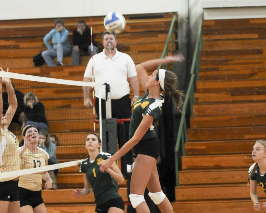 MSSUs Payton Graves returns the volleyball to Lindenwood during a game on Tues., Nov. 6, at Southern.
