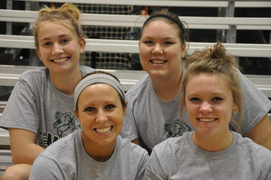 Back row, left to right, juniors Sydney Haase and Kylie Cornman. Front row, left to right freshman Brittani Reagan and sophomore Melanie Bower.
