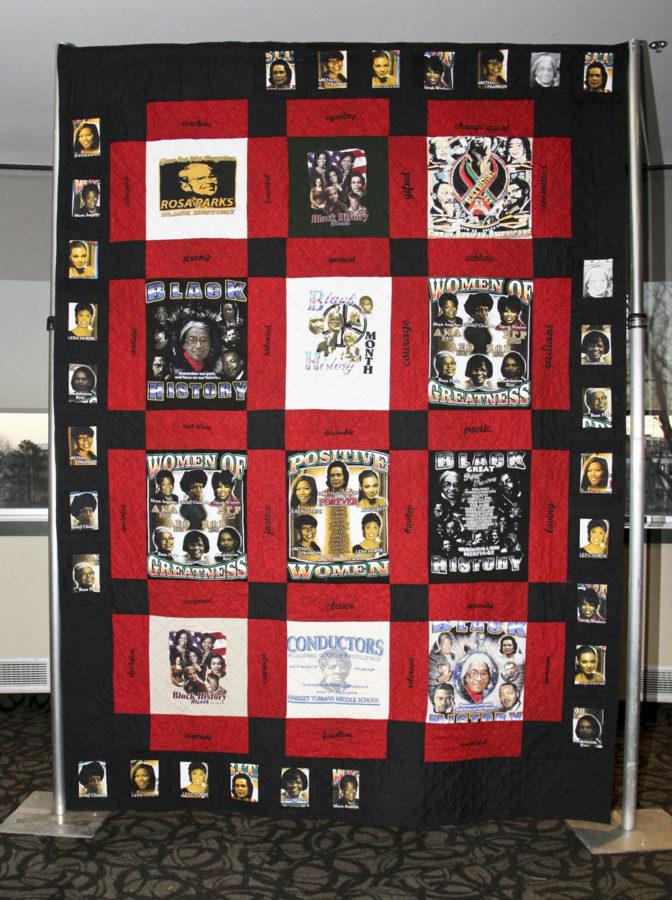 Gloria Faine, professor of teacher education, created two quilts on display during the MLK Breakfast.