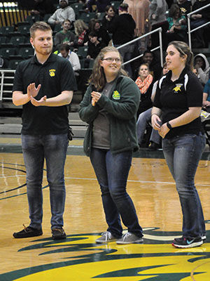 Student Senate members were recognized at the mens basketball game on Wednesday, January 21 in Leggett & Platt Athletic Center.