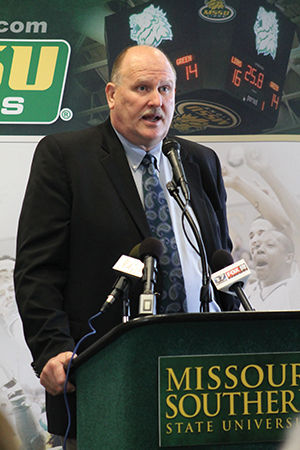 On Wednesday, April 1, the Missouri Southern Athletics Department held a formal press conference officially announcing the Lions new head football coach, Denver Johnson. After brief opening remarks, Johnson held a question and answer session to address his role in this new position.