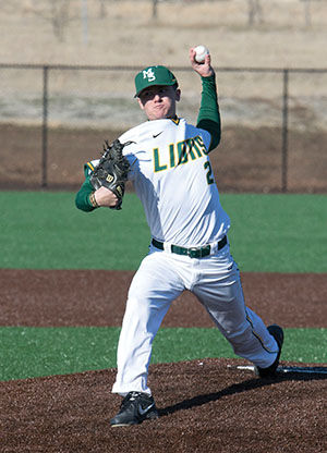 Pitching for Southern is Richie Gorski during the 2nd game against Ozarks. Southern played at home on Wednesday.
