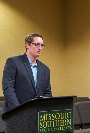 The Missouri Southern Student Senate approved their first resolution of the spring semester Wednesday night during their weekly meeting in the Billingsly Student Center conference room. The resolution, put forth by Jacob Layne, sophomore political science major, is to “Acknowledge and Commend the Service of Student Senators to the Student Body of Missouri Southern State University.”  The resolution would award any member of the Senate who serve’s for at lease one year and maintains GPA requirements, with a medal recognizing their service. The award is inscribed “A Posse Ad Esse,” a Latin phrase meaning “from possibility to actuality.”“The medal doesn’t matter all that much, it’s all about what you do while you’re a member of the Student Senate to make a difference,“ said Layne. “However it’s still nice to be recognized. I know the system of the Senate is slow but if you show enough dedication, you can get some great things accomplished.”Senate members were also asked to submit background information about themselves for online profiles that will be posted on social media sites. “Ultimately our goal is to represent Missouri Southern students, that’s why we are here, and so we want to make students feel that we are accessible,” said Student Senate Vice President Daniella Campbell, senior nursing major. “We want them to see we are students like them, and we don’t just sit in a big glass room and talk about money.”The Senate Finance committee also heard testimony from the Missouri Southern Chamber Singers who appeared to request funding for an organization-wide recruiting trip to Kansas City March 13-16. The group submitted an appropriation request for the maximum amount of $1,000.  The Senates current budget stands at $48,026.02.“We are performing at various high schools in the goal that we can impress them and show them what our music department is about but also what our university has to offer in the hope that they will choose to come here for their University experience,” said Zachary Pettit, senior vocal music education major. Student Senate will be back in session at 5:30 p.m. Wednesday, March 2 when the body will vote on the funding request. 