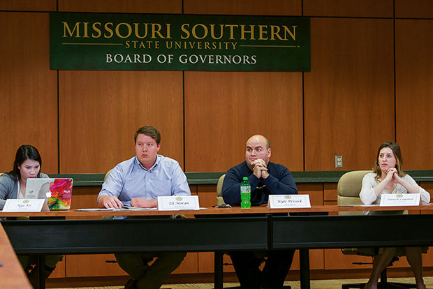Missouri Southern’s Student Senate announced the resignation of Capitol Improvents Chairman Joshua Ferry during their meeting Wednesday. Ferry had only recently taken over the position on Feb. 17. 2016. The Senate will not fill Ferry’s seat for the remainder of the semester and Vice President Daniella Campbell (pictured on the far right) will take over chairperson duties for the remainder of the semester.  