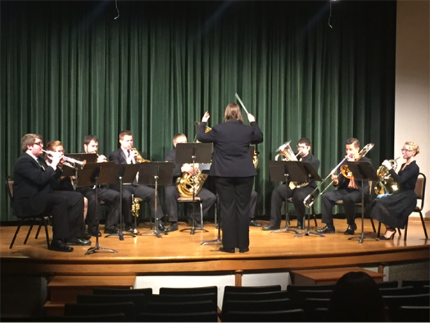 Southern Brass Choir members performed in Corley Auditorium on May 7. Performers included: Trumpet: Trevor Berger, Tyler Jones, Cayla Roanhorse, Oliver Smith, Horn: Danielle York, Trombone: Jared Liggett, Euphonium: Kenny Mobley, Tuba: Alex Mauser and Nathan Riley.