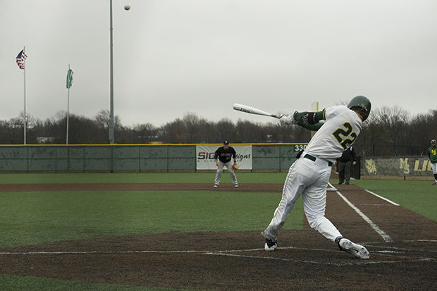 Jon Leighton hits a home run in the second inning of Southern’s home game Saturday against Truman State.