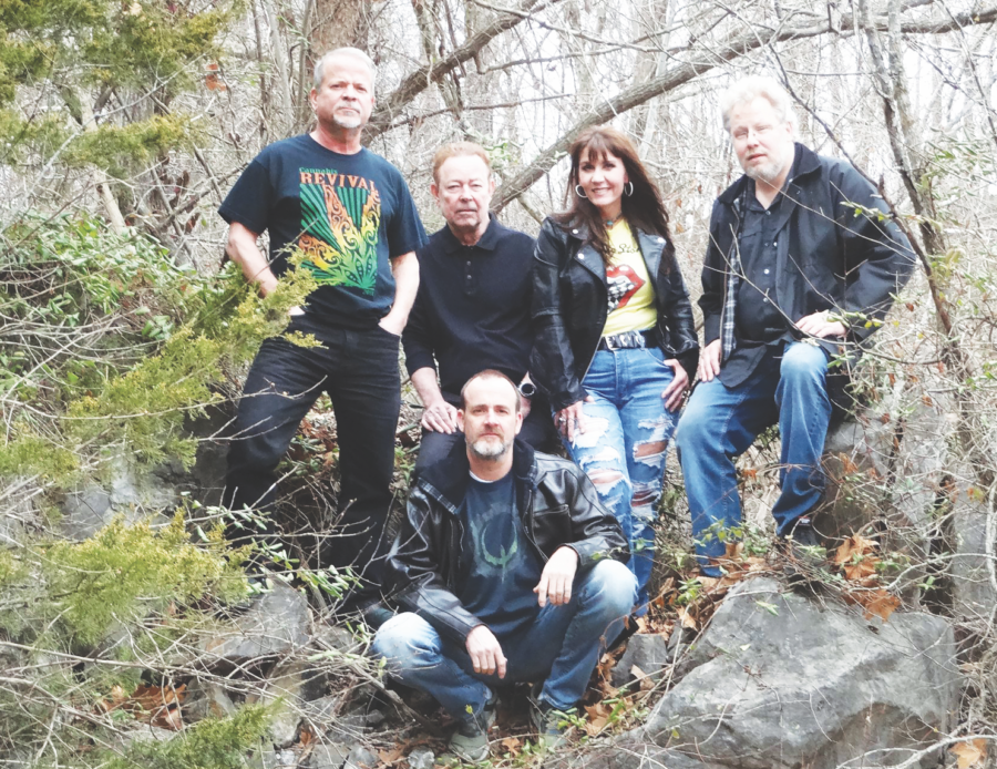 Higher Ed, a band composed of Missouri Southern faculty listed from left to right: Scott Cragin, Dr. Dennis Harmon, Ursula Rincker, Dr. Casey Cole, and Scott Snell (bottom). 