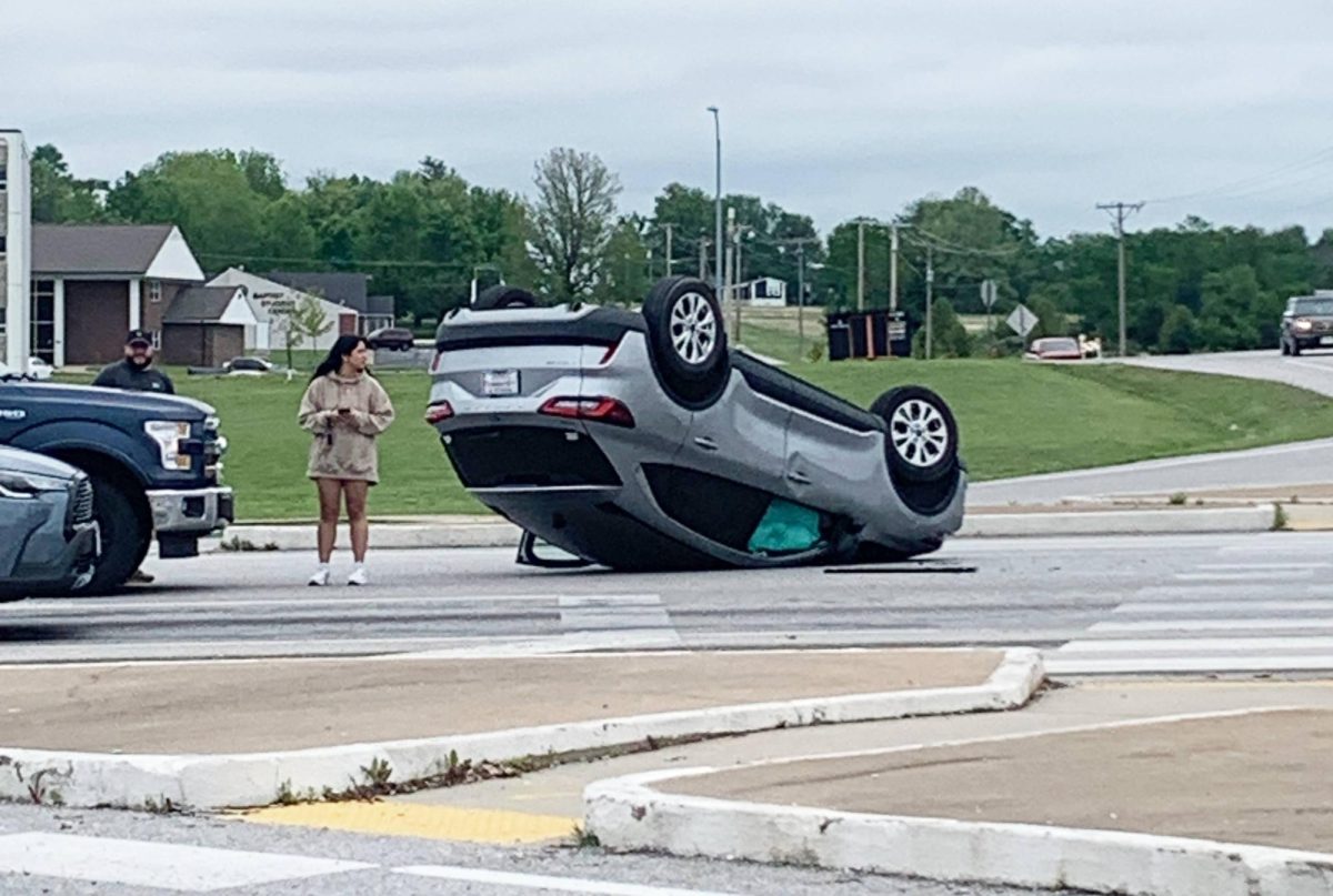 Overturned silver SUV on Wednesday, April 22, 2026